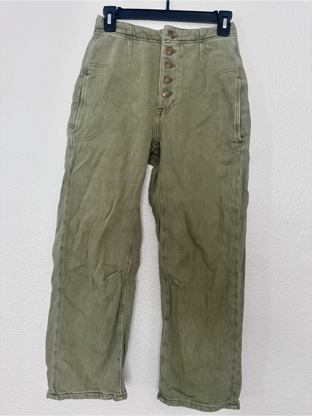We The Free Mid-Rise Osaka Olive Green Women’s Barrel Button-Fly Pants